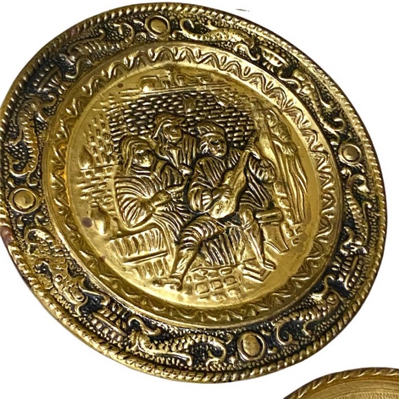 Lot of 7 Vintage Peerage England / Made in England Hammered Brass Wall Plates - Picture 9 of 16